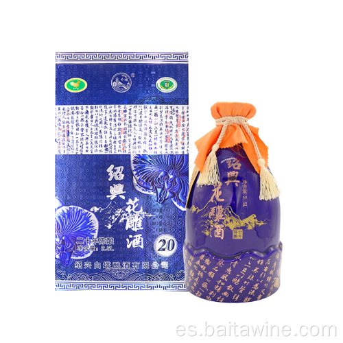 Vino de talla de flores Shaoxing de 20 años en azul